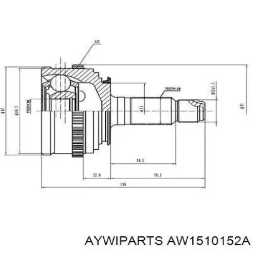 AW1510152A Aywiparts junta homocinética externa dianteira