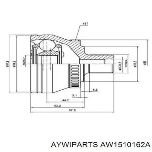 ШРУС наружный передний AW1510162A Aywiparts