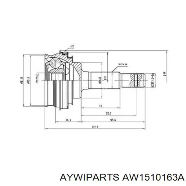 ШРУС наружный передний AW1510163A Aywiparts