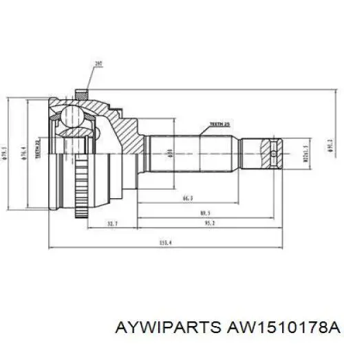 ШРУС наружный передний AW1510178A Aywiparts