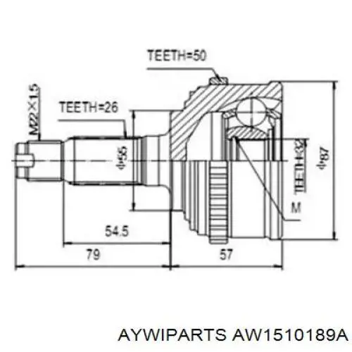 ШРУС наружный передний AW1510189A Aywiparts