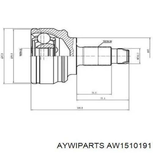 AW1510191 Aywiparts junta homocinética externa dianteira