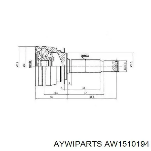 ШРУС наружный передний AW1510194 Aywiparts