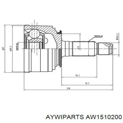 ШРУС наружный передний AW1510200 Aywiparts