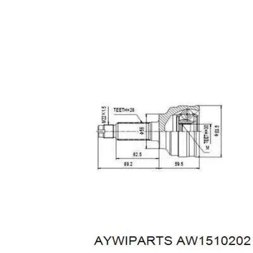 ШРУС наружный передний AW1510202 Aywiparts