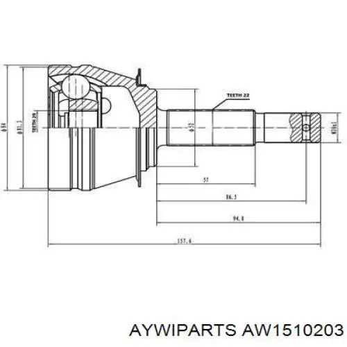 AW1510203 Aywiparts шрус наружный передний