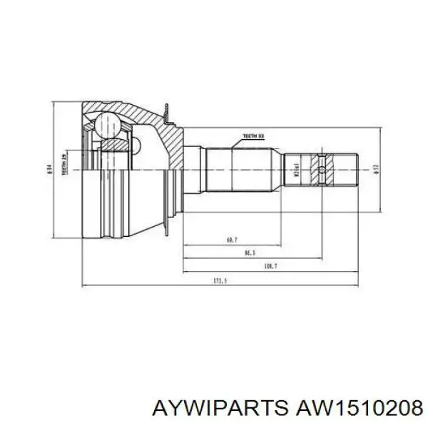 AW1510208 Aywiparts шрус наружный передний