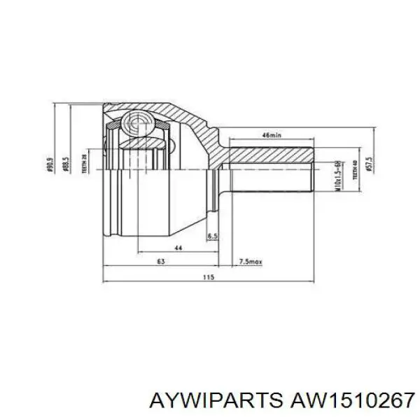 ШРУС наружный передний AW1510267 Aywiparts