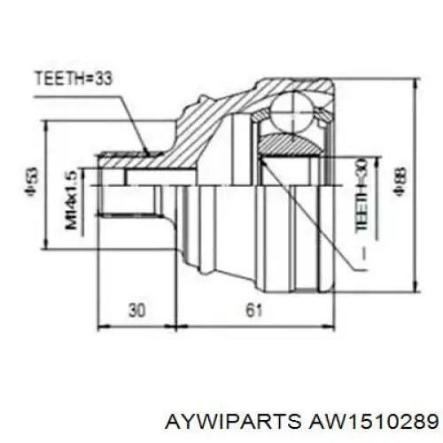 AW1510289 Aywiparts шрус наружный передний