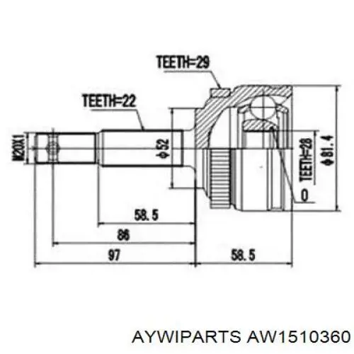 ШРУС наружный передний AW1510360 Aywiparts