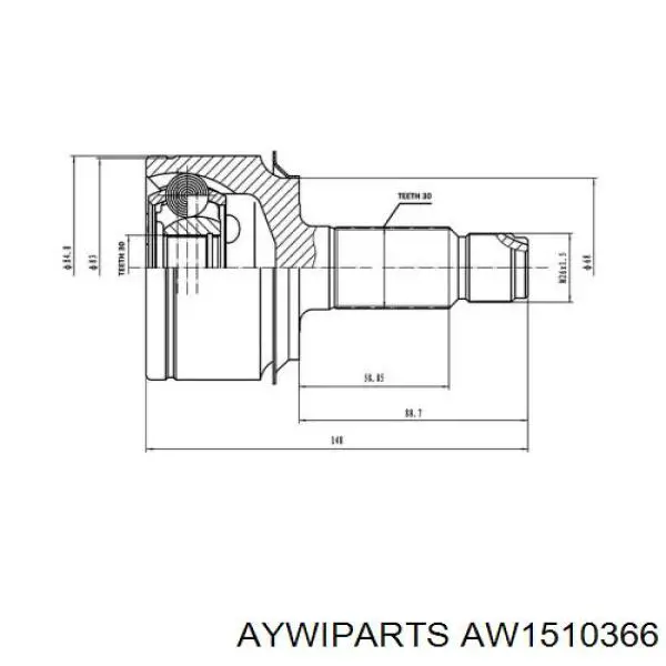 ШРУС наружный передний AW1510366 Aywiparts