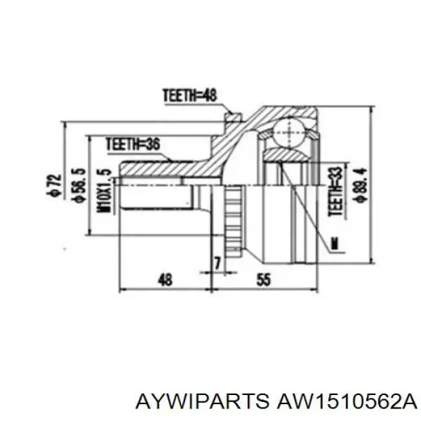 ШРУС наружный передний AW1510562A Aywiparts