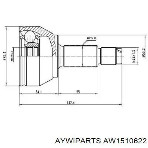 AW1510622 Aywiparts шрус наружный передний
