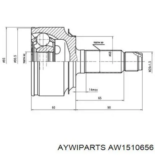 ШРУС наружный передний AW1510656 Aywiparts