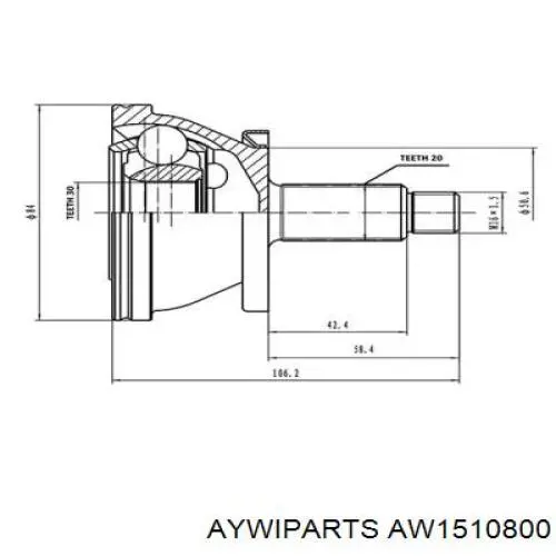 AW1510800 Aywiparts шрус наружный передний