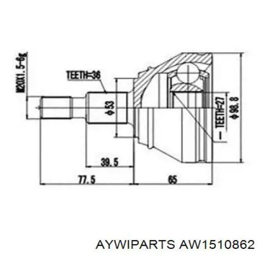 ШРУС наружный передний AW1510862 Aywiparts