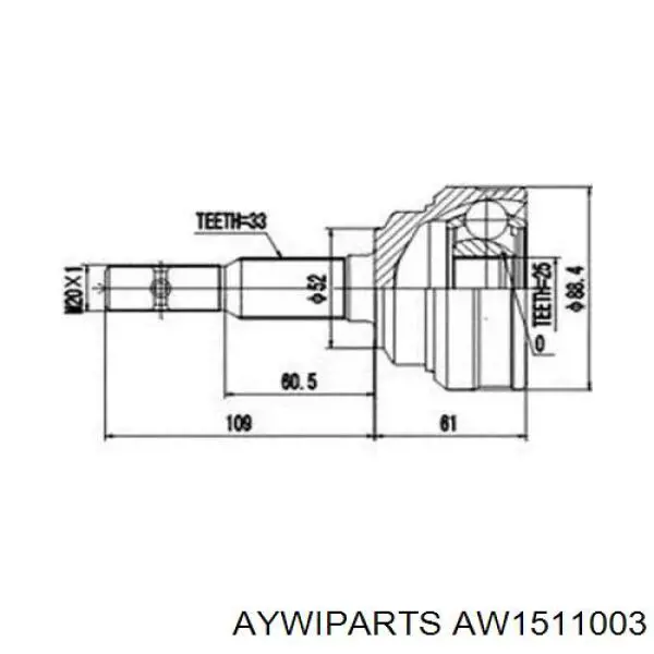 AW1511003 Aywiparts шрус наружный передний