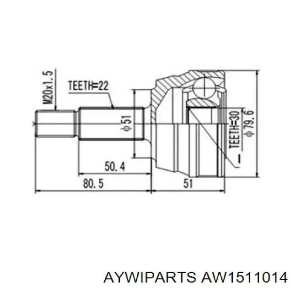 AW1511014 Aywiparts шрус наружный передний