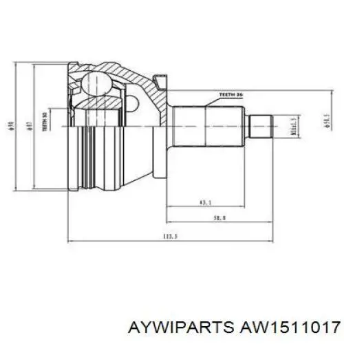 AW1511017 Aywiparts шрус наружный передний