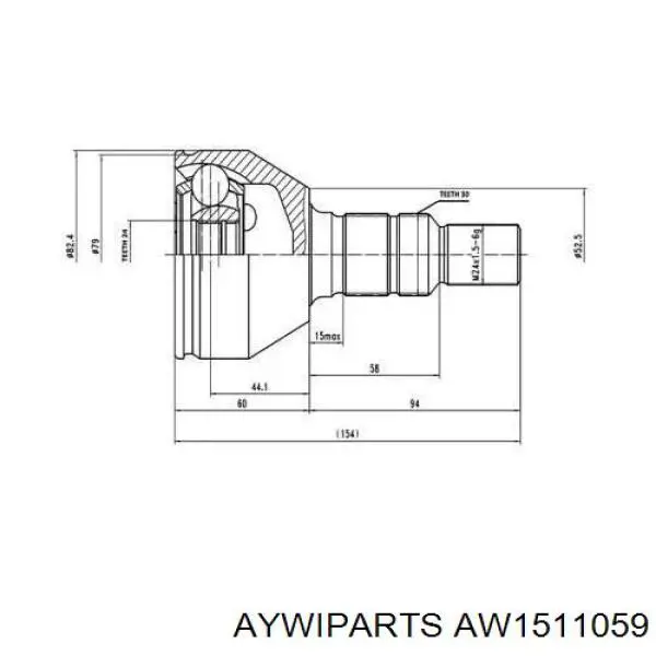 ШРУС наружный передний AW1511059 Aywiparts