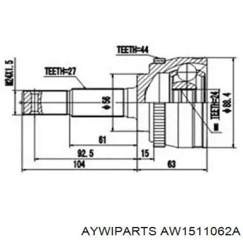 ШРУС наружный передний AW1511062A Aywiparts