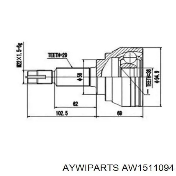 ШРУС наружный передний AW1511094 Aywiparts