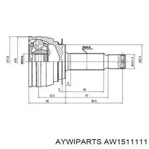 ШРУС наружный передний AW1511111 Aywiparts