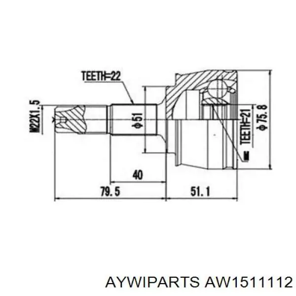 ШРУС наружный передний AW1511112 Aywiparts