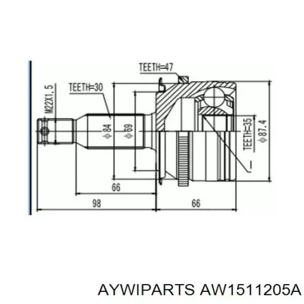 ШРУС наружный передний AW1511205A Aywiparts