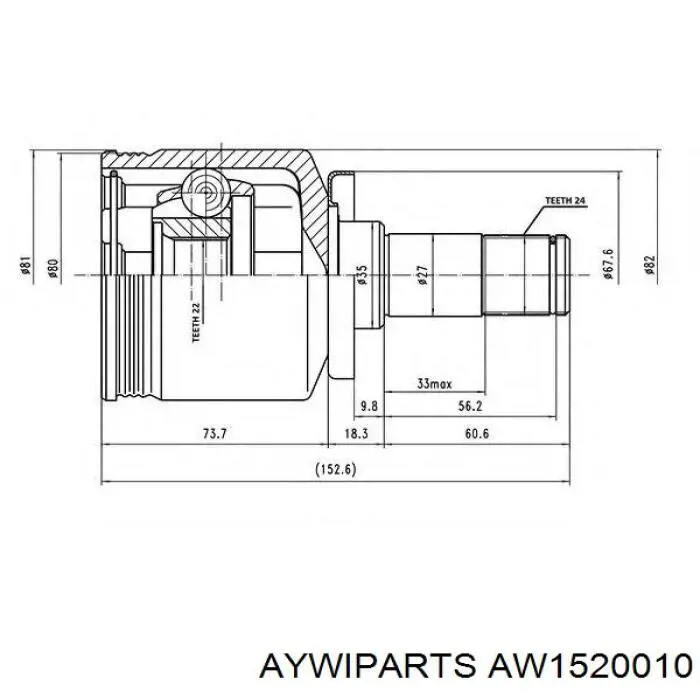 ШРУС внутренний передний AW1520010 Aywiparts