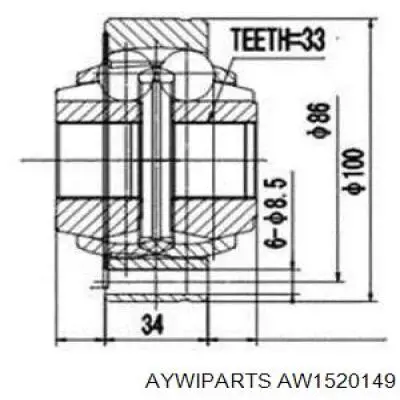 ШРУС наружный передний AW1520149 Aywiparts