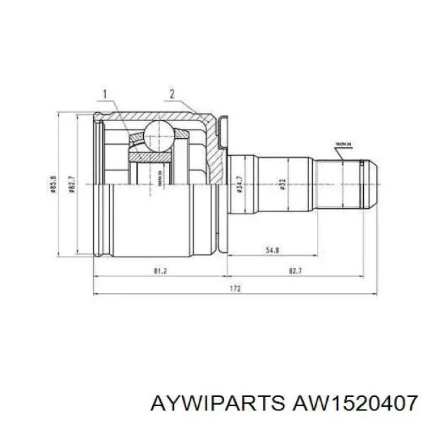 ШРУС внутренний передний левый AW1520407 Aywiparts