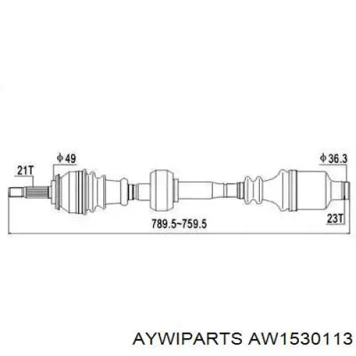 Правая полуось AW1530113 Aywiparts