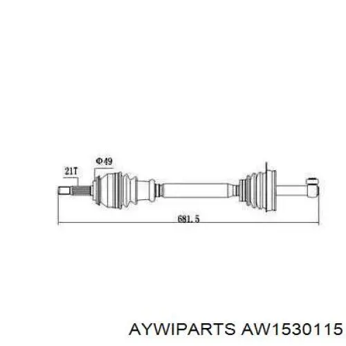 Полуось (привод) передняя левая AW1530115 Aywiparts