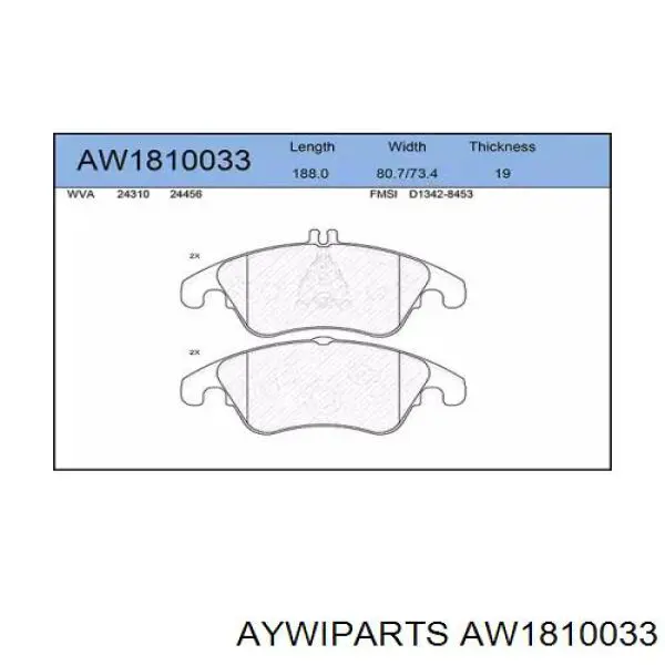 AW1810033 Aywiparts колодки тормозные передние дисковые
