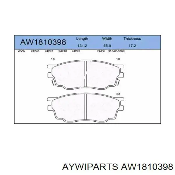 AW1810398 Aywiparts колодки тормозные передние дисковые