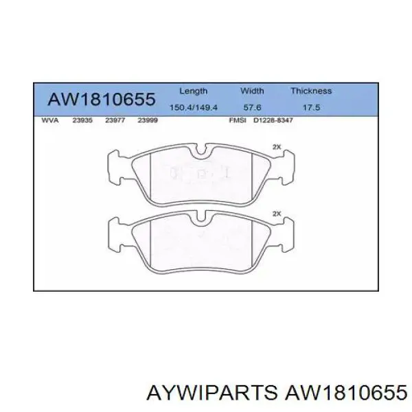 AW1810655 Aywiparts колодки тормозные передние дисковые