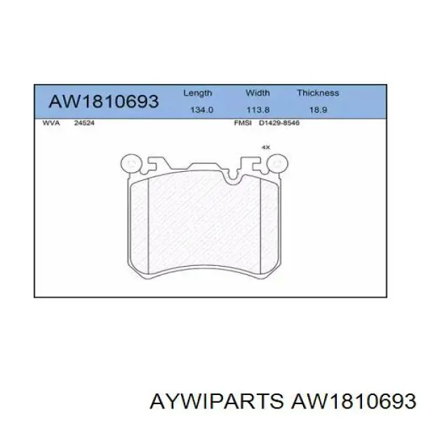 Передние тормозные колодки AW1810693 Aywiparts