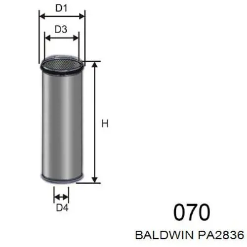PA2836 Baldwin Воздушный фильтр двигателя