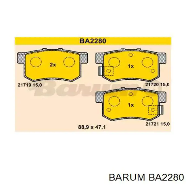 BA2280 Barum колодки тормозные задние дисковые