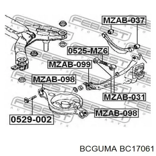 Купить BC17061 Bcguma Сайлентблок заднего поперечного рычага