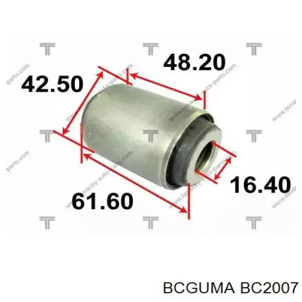 Suspensión, brazo oscilante trasero inferior BC2007 Bcguma