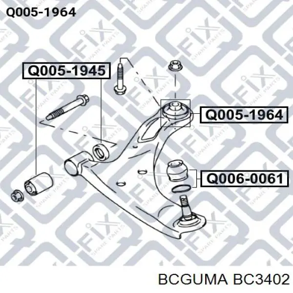 Silentblock de suspensión delantero inferior BC3402 Bcguma