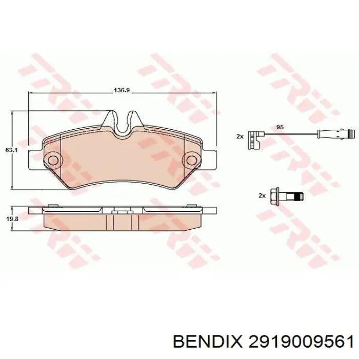 Купить 2919009561 Jurid/Bendix Колодки тормозные задние, дисковые