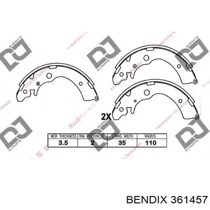 Купить 361457 Jurid/Bendix Задние барабанные тормозные колодки
