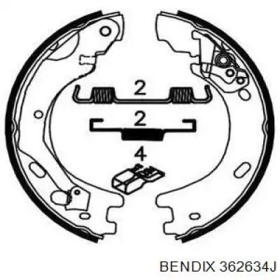 362634J Jurid/Bendix колодки ручника (стояночного тормоза)