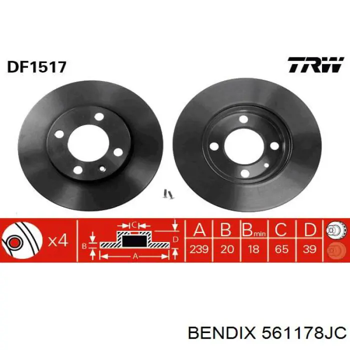 561178JC Jurid/Bendix Диск тормозной передний