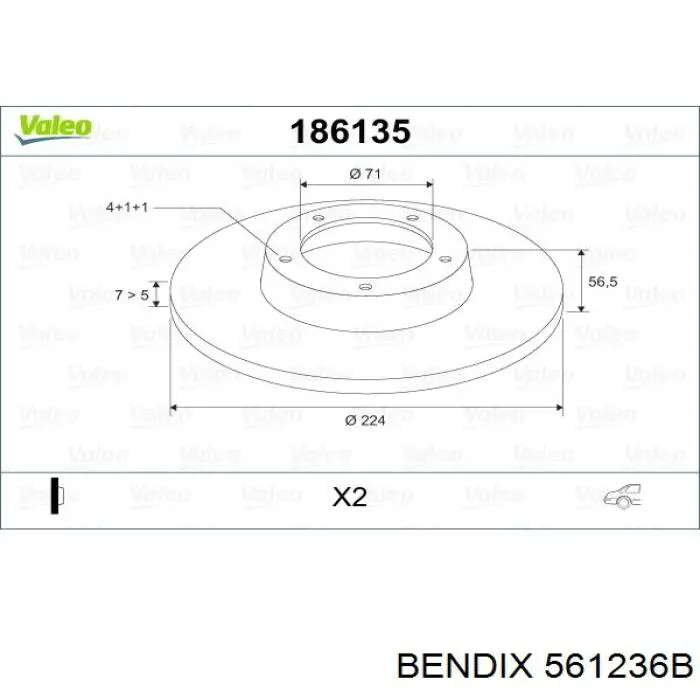 Тормозные диски 561236B Jurid/Bendix