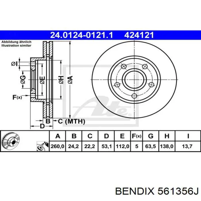 561356J Jurid/Bendix Диск тормозной передний