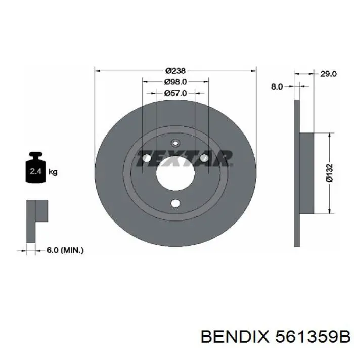 Тормоз дисковый передний Jurid/Bendix 561359B цена, от 15.33 USD
